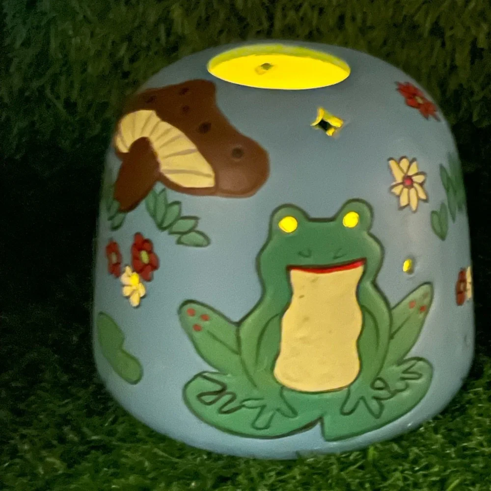 Vintage Hand-painted Ceramic Votive Candle Cover, Frog/Mushroom, EUC - Picture 10 of 11